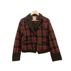 DOLLHOUSE Coat Size Large red & gray plaid 10% wool